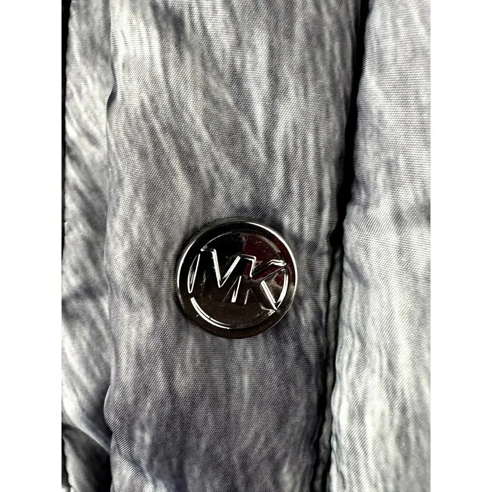 Michael Kors Puffer Vest Jacket Full Zip Animal Print Gray Silver Womens‎ Large